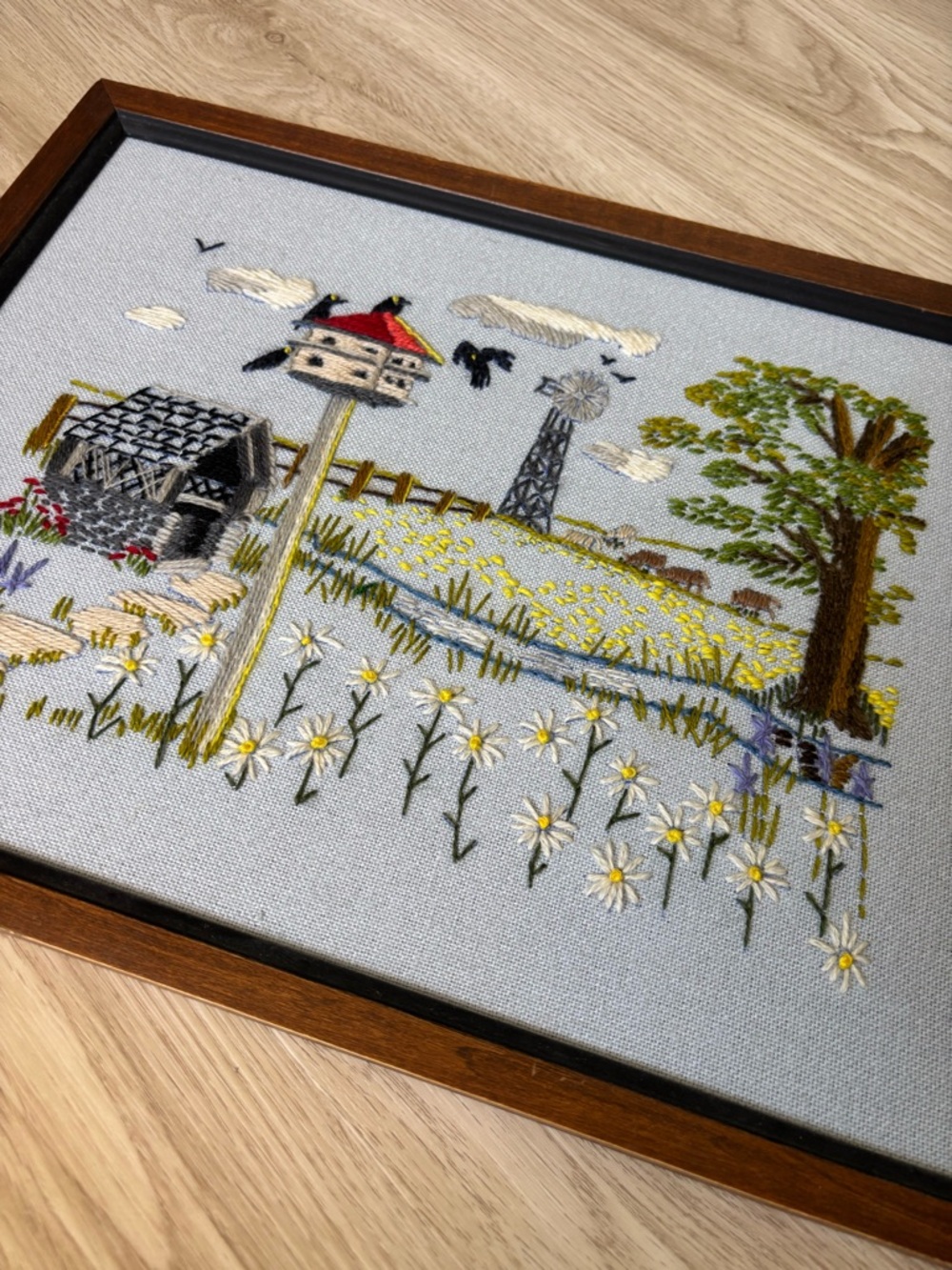 Vintage Needlework Summer Windmill Scene 1974 Cornwall - Picture 2 of 5